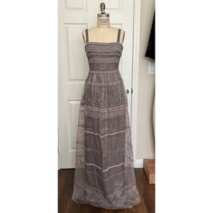 Temperley London Cambon Embellished Silk-organza Gown Gray NWT